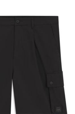 HUGO x RB stretch-cotton shorts with bull motif, Black