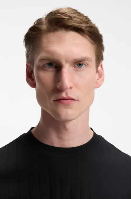 Vertical-stripe T-shirt in mercerised cotton