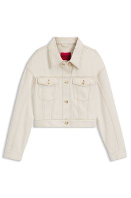 Cazadora relaxed fit de denim lavado color crudo, Blanco