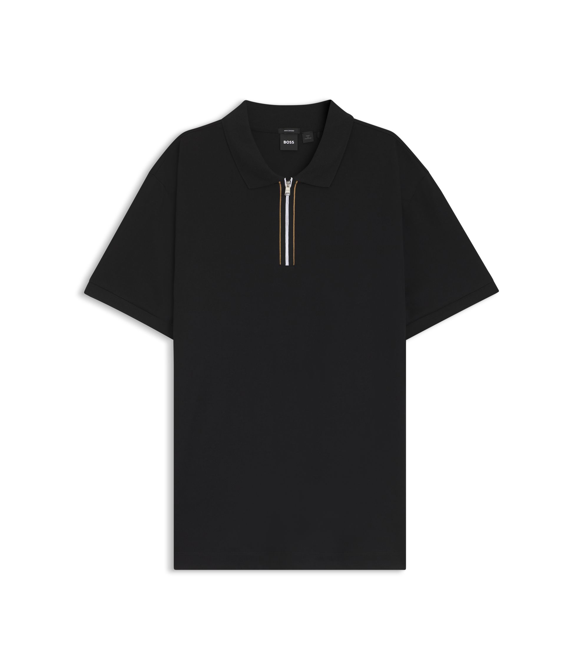BOSS - Regular-fit polo shirt in mercerized cotton - Black