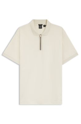 Regular-fit polo shirt in mercerized cotton, White