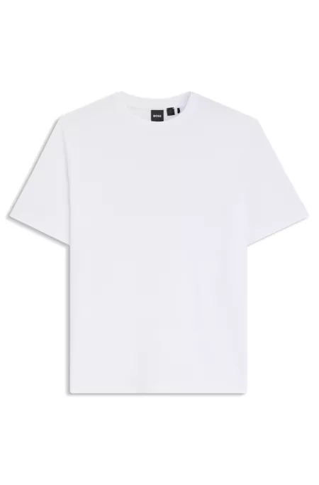 Cotton-blend T-shirt with bubble-jacquard structure