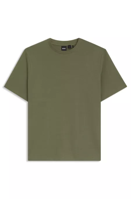 Cotton-blend T-shirt with bubble-jacquard structure
