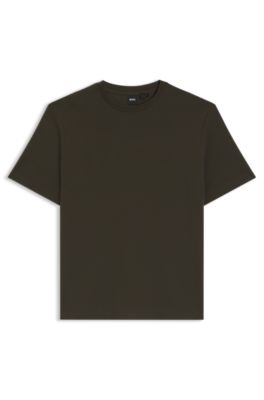 Cotton-blend T-shirt with bubble-jacquard structure, Light Green