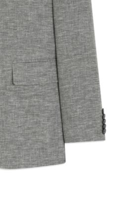 Two-piece modern-fit suit in sharkskin fabric, Dark Grey
