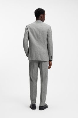Traje de dos piezas de corte moderno en tejido sharkskin, Gris oscuro