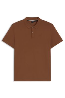 Polo Pallas en piqu&eacute; de coton avec d&eacute;tails logot&eacute;s, Marron