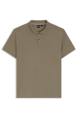 Polo Pallas en piqu&eacute; de coton avec d&eacute;tails logot&eacute;s, Brun chin&eacute;