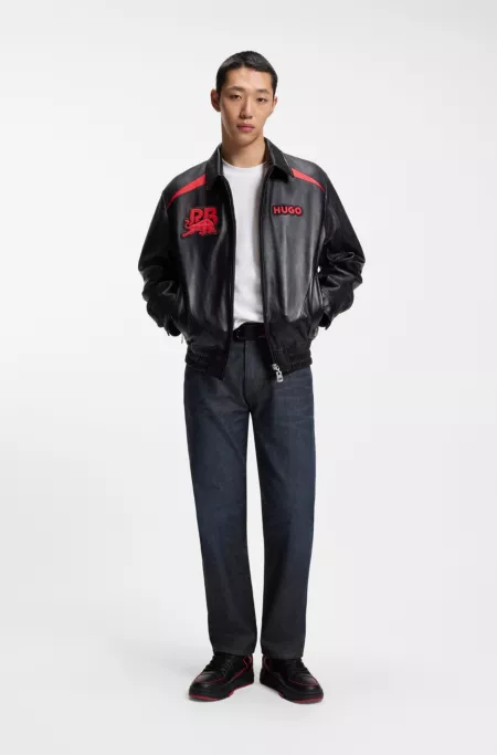 HUGO x RB regular-fit jeans in blue denim