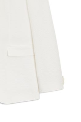 Three-piece extra-slim-fit suit in stretch-cotton seersucker, White