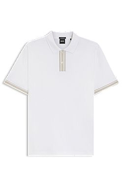 Striped-trim polo shirt in mercerised cotton