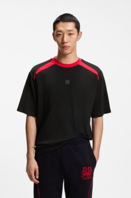HUGO x RB cotton T-shirt with bull motif, Black