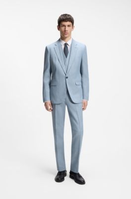 Traje con chaleco extra slim fit, Celeste