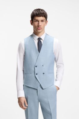 Traje con chaleco extra slim fit, Celeste