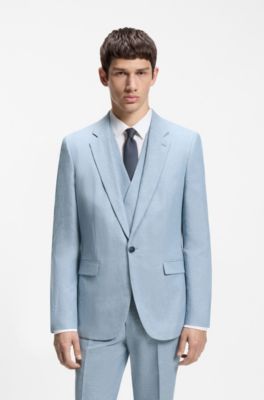 Traje con chaleco extra slim fit, Celeste
