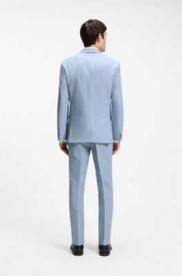 Traje con chaleco extra slim fit, Celeste