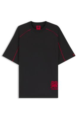 Camiseta HUGO&nbsp;x&nbsp;RB de algod&oacute;n con ribetes en contraste, Negro