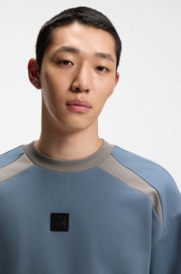 Sweat HUGO x RB en molleton de coton avec motif de taureau, Gris sombre