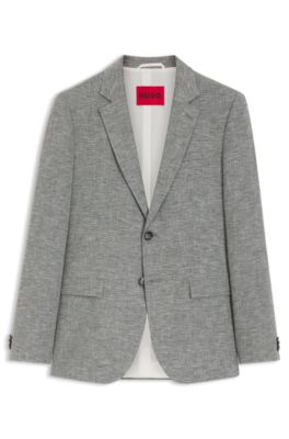 Extra-slim-fit jacket in performance sharkskin, Dark Grey