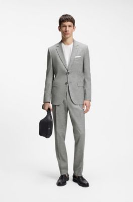Extra-slim-fit jacket in performance sharkskin, Dark Grey
