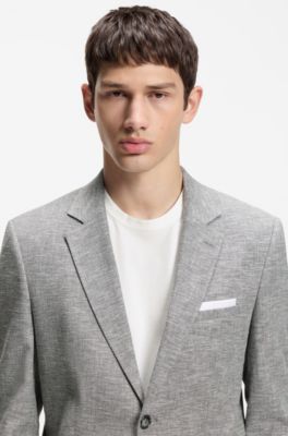 Extra-slim-fit jacket in performance sharkskin, Dark Grey