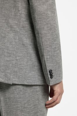Extra-slim-fit jacket in performance sharkskin, Dark Grey
