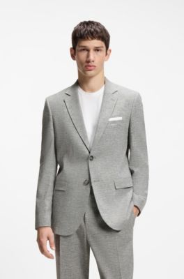 Extra-slim-fit jacket in performance sharkskin, Dark Grey