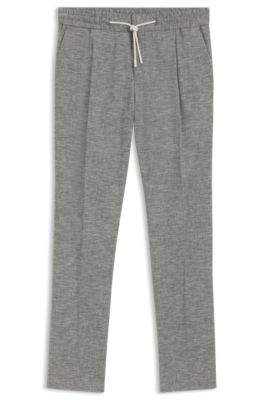 Slim-fit trousers in performance sharkskin, Dark Grey