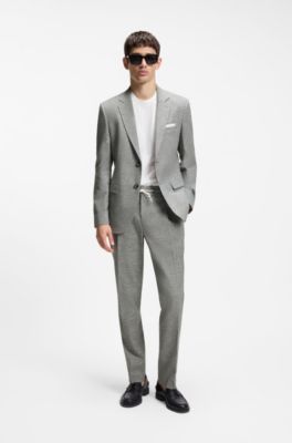 Slim-fit trousers in performance sharkskin, Dark Grey