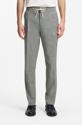 Slim-fit trousers in performance sharkskin, Dark Grey