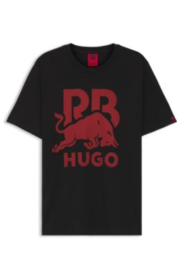 HUGO x RB cotton T-shirt with bull motif, Black