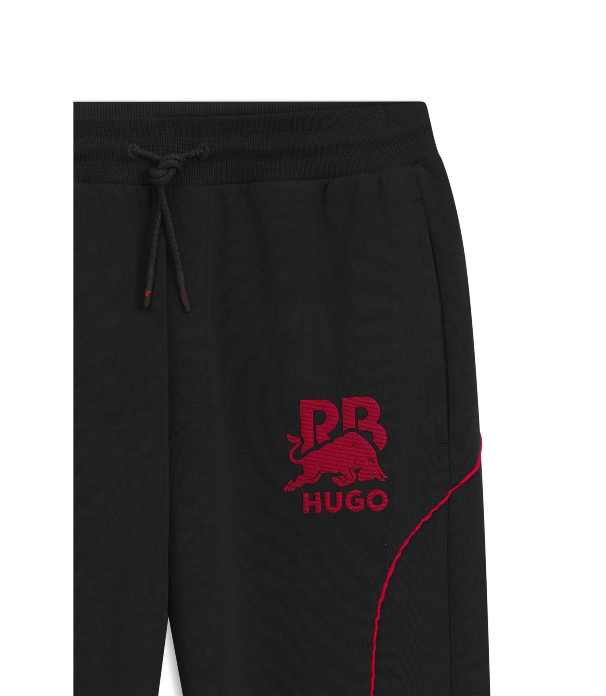 HUGO - HUGO x RB stretch-cotton sweatpants with bull motif - Black