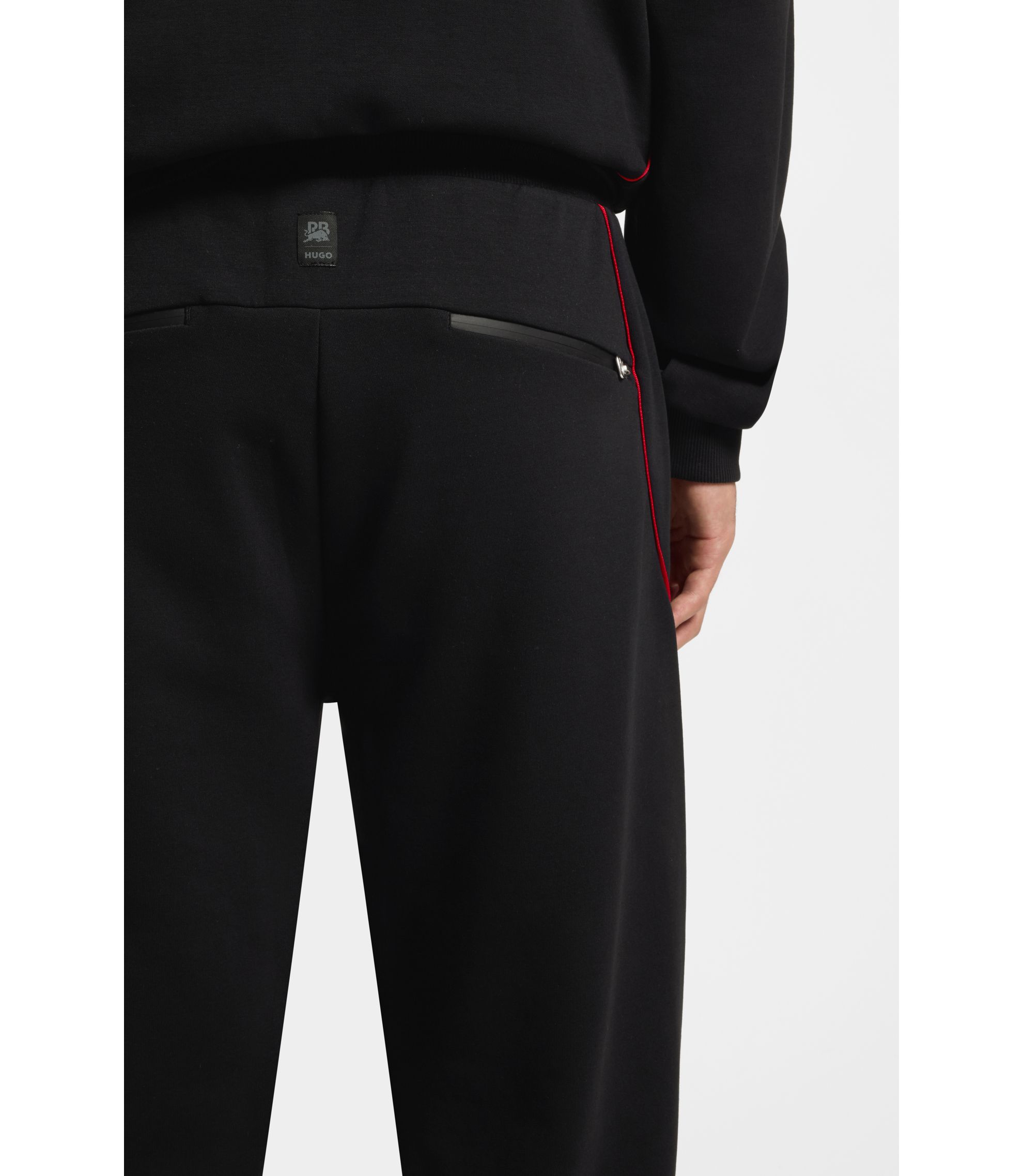 HUGO - HUGO x RB stretch-cotton sweatpants with bull motif - Black