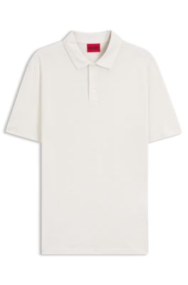 Polo Slim Fit en coton interlock flamm&eacute;, Blanc
