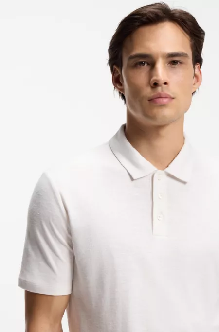 Slub-interlock polo shirt in a slim fit