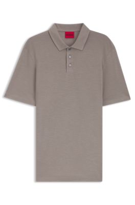 Slub-interlock polo shirt in a slim fit, Light Brown