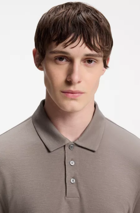 Slub-interlock polo shirt in a slim fit