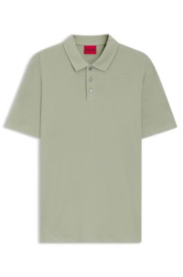 Polo Slim Fit en coton interlock flamm&eacute;, Chaux