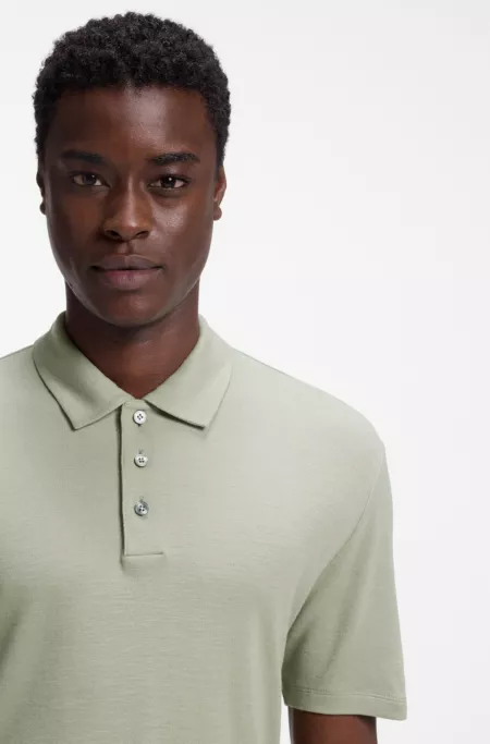 Slub-interlock polo shirt in a slim fit