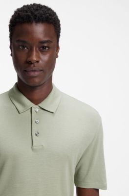 Slub-interlock polo shirt in a slim fit, Light Green