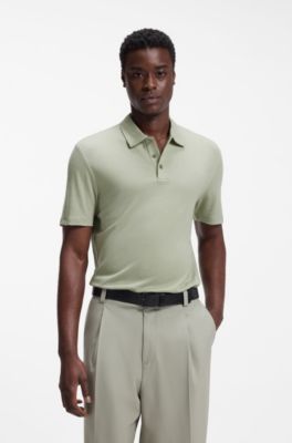 Slub-interlock polo shirt in a slim fit, Light Green