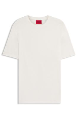 Camiseta slim fit en interlock flameado, Blanco