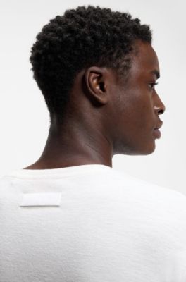 Camiseta slim fit en interlock flameado, Blanco