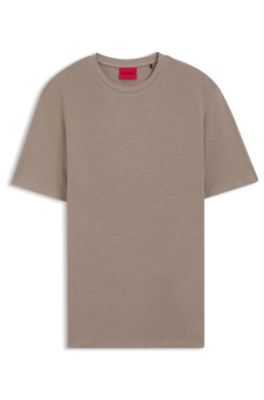 Camiseta slim fit en interlock flameado, Marr&oacute;n claro