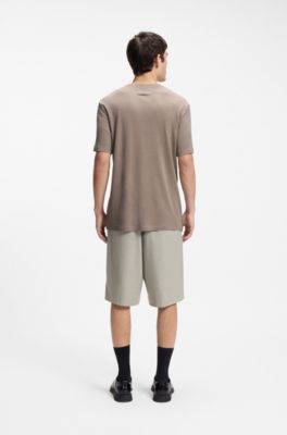 Camiseta slim fit en interlock flameado, Marr&oacute;n claro