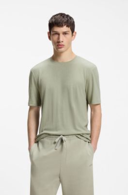 T-shirt Slim Fit en interlock flamm&eacute;, Chaux