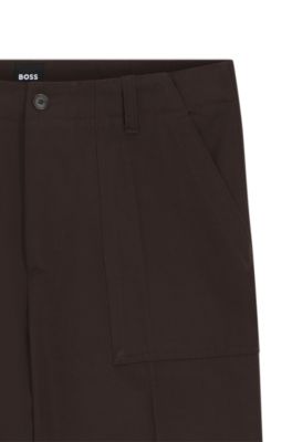 Twill-cotton trousers with relaxed fit, Dark Brown