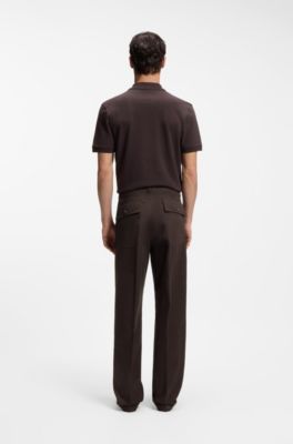 Pantalones relaxed fit de sarga de algod&oacute;n, Marr&oacute;n oscuro