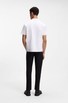 T-shirt Relaxed Porsche x BOSS avec col &agrave; logo, Blanc