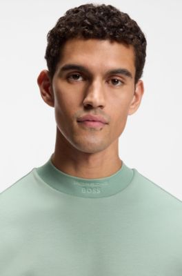 Porsche x BOSS relaxed-fit T-shirt with logo collar, Light Green